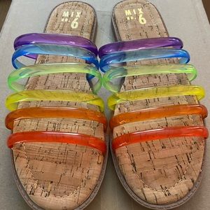 Multi color band summer sandal